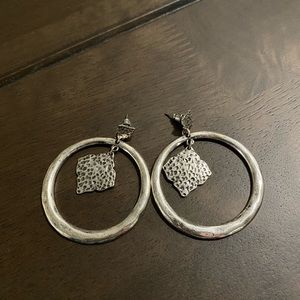 Western Silver Metal Earrings - 1.75” wide